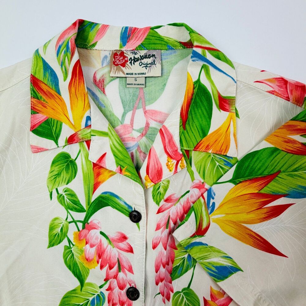 VTG Hilo Hattie Tropical Floral Hawaiian Shirt Small